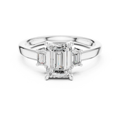 Élégance Emerald Three-Stone Diamond Ring