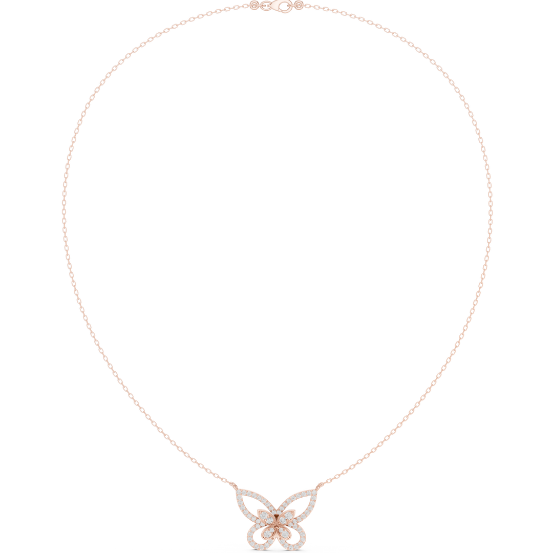 Diamond Butterfly Pendant Necklace — 0.73ct