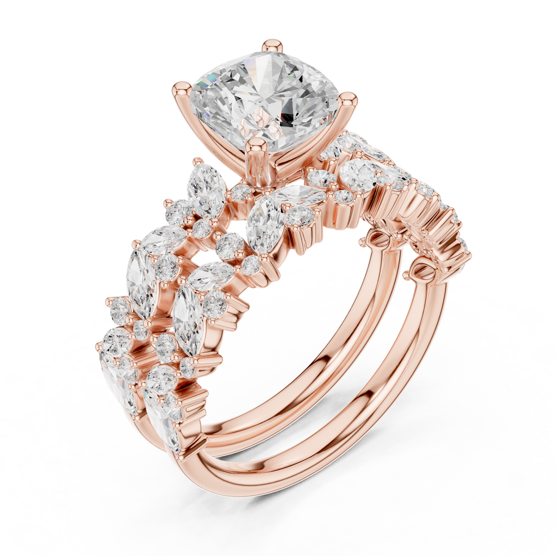 Baroque 1.73ct Cushion Cut Diamond Ring