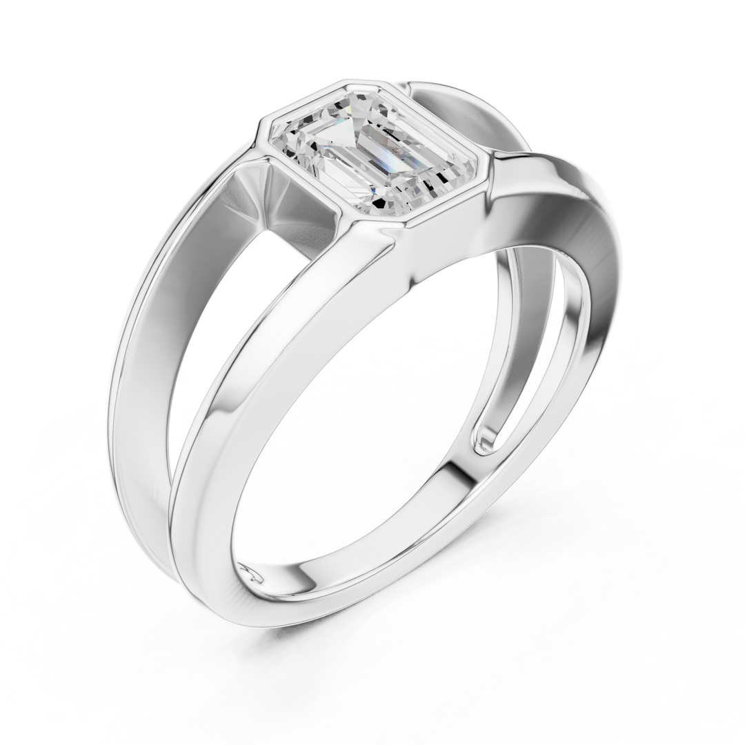 Emerald Bezel Mens Ring — 1.00ct