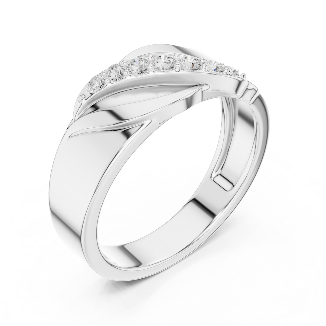 Graduated Diagonal Mens Ring — 0.14ct