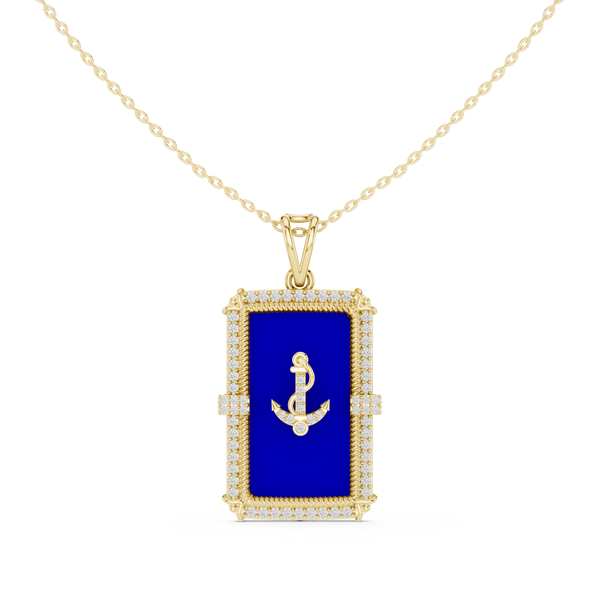 Anchor Dog Tag Pendant — 0.68ct