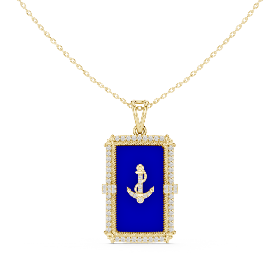 Anchor Dog Tag Pendant — 0.68ct
