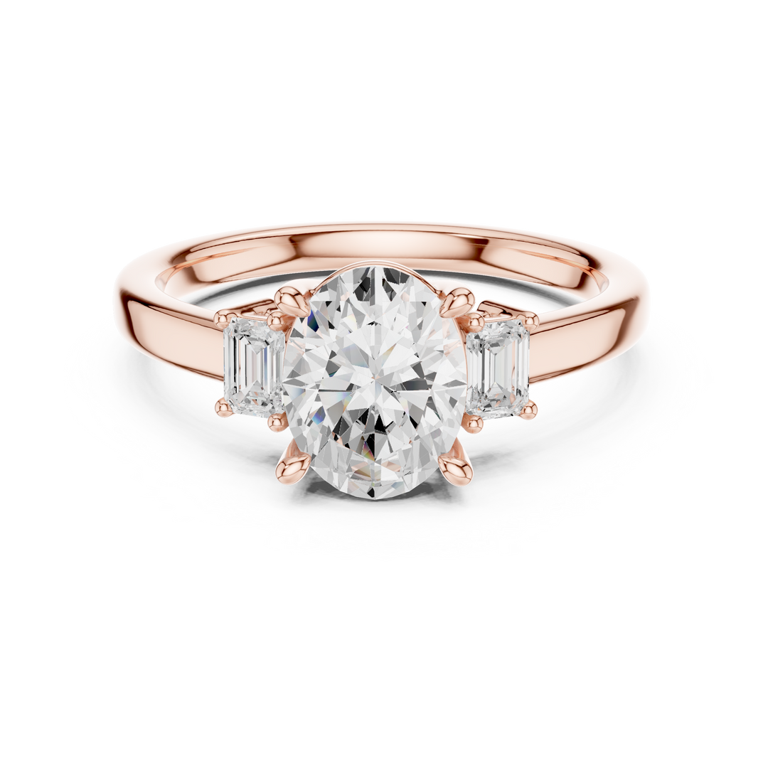 Marquette Oval Three-Stone Diamond Ring
