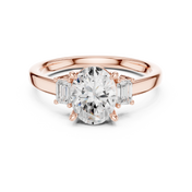Marquette Oval Three-Stone Diamond Ring