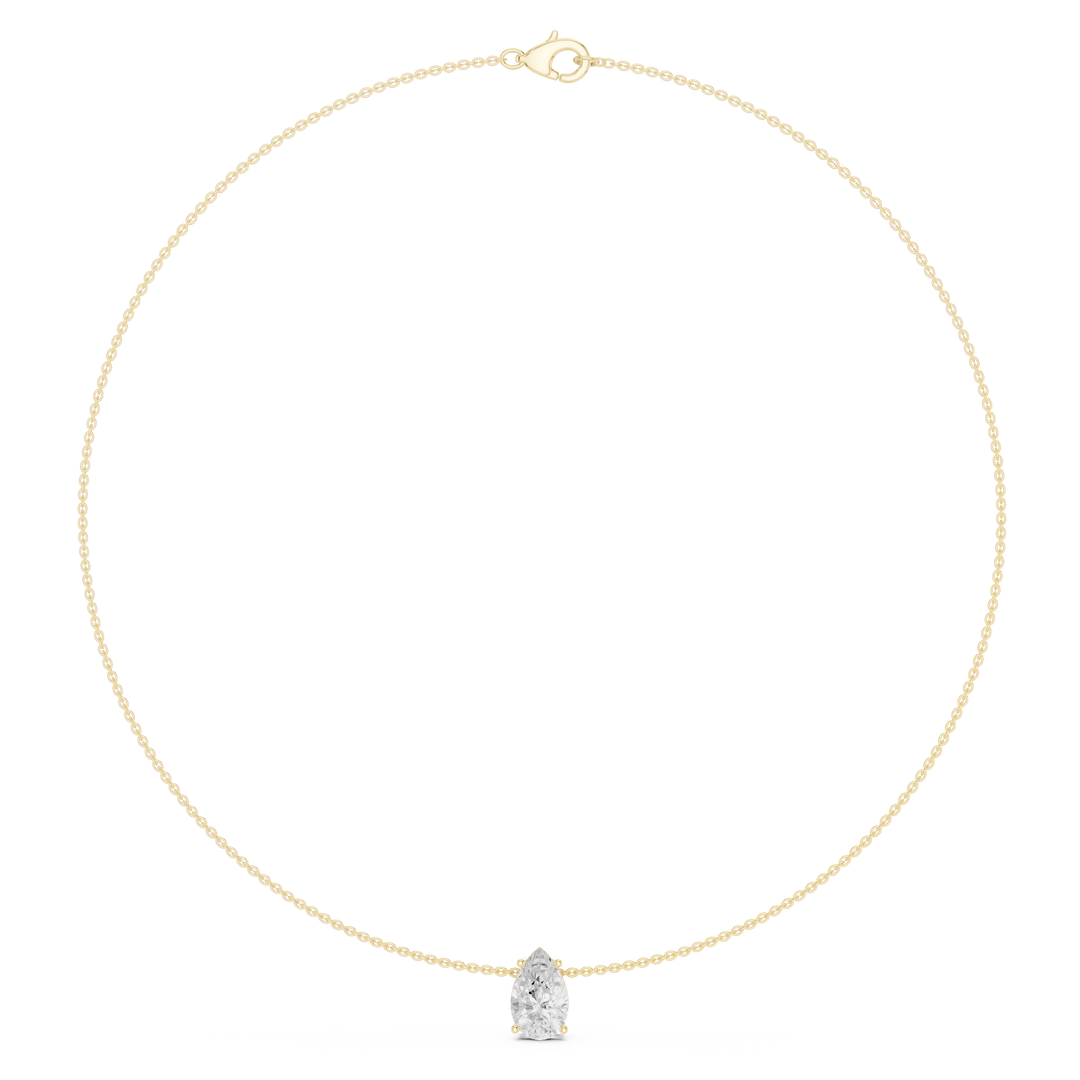 Pear Solitaire Drop Necklace — 3.07ct