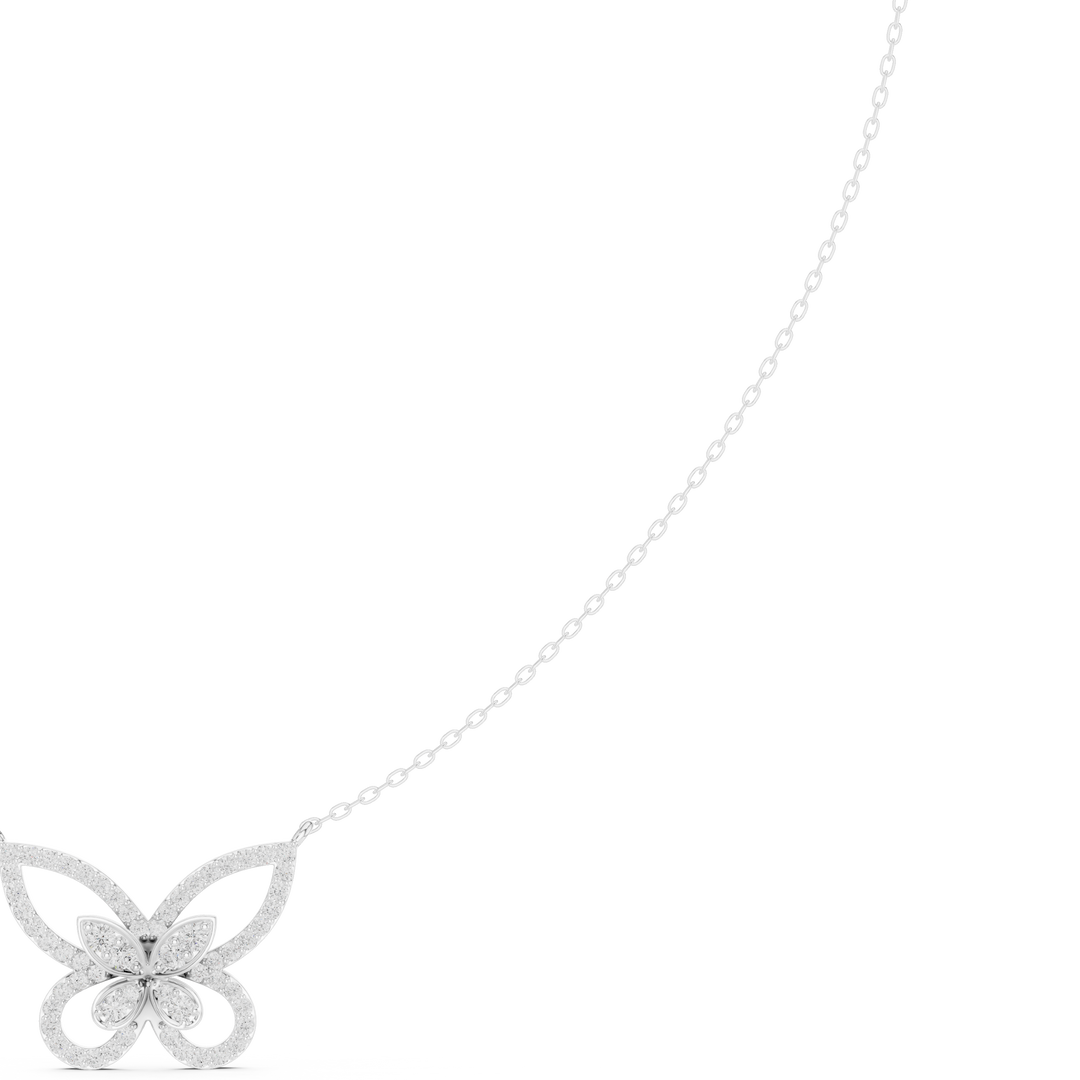 Diamond Butterfly Pendant Necklace — 0.73ct