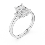 Dualité 1.50ct Radiant Diamond Ring with Emerald Accents