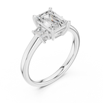 Load image into Gallery viewer, Élégance Emerald Three-Stone Diamond Ring
