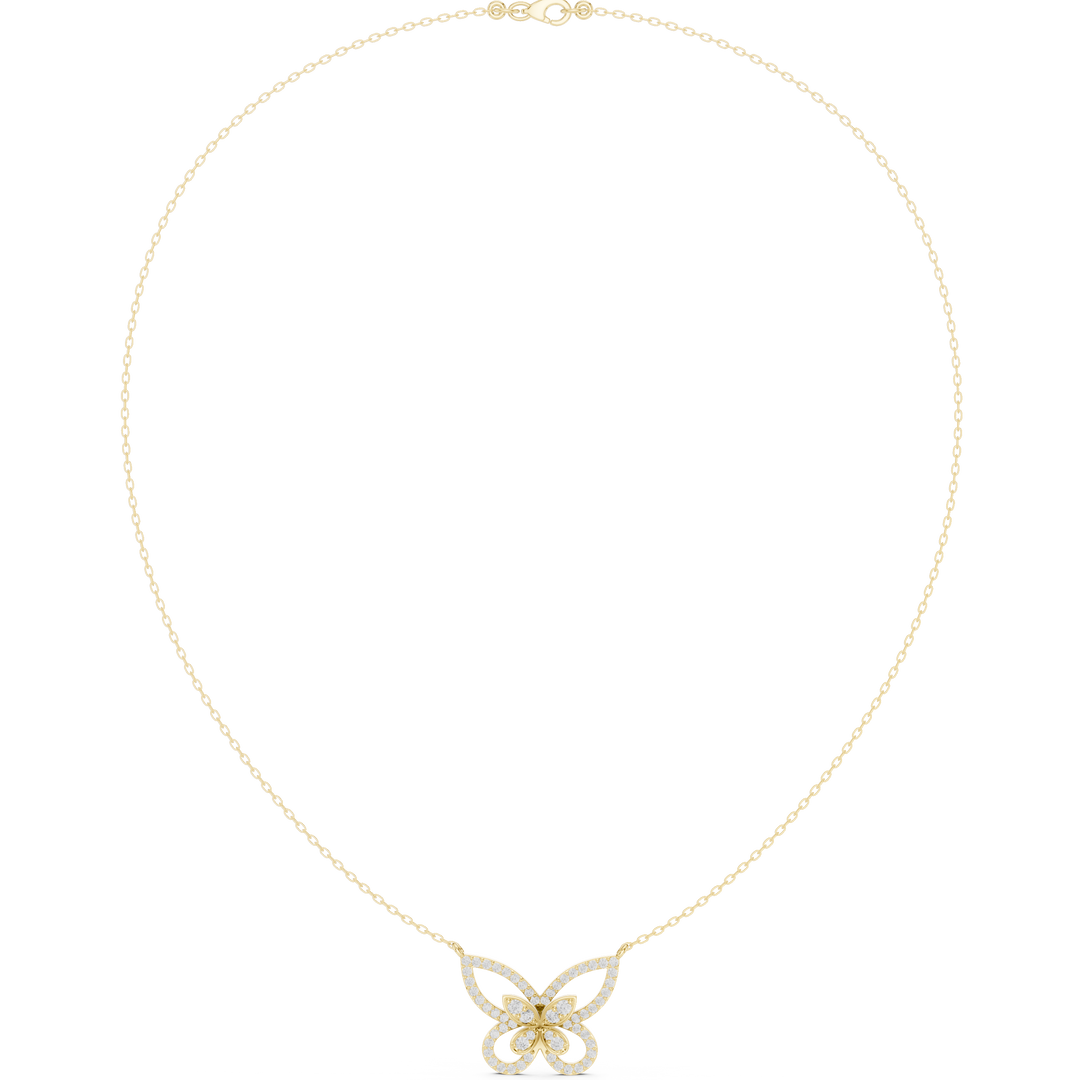 Diamond Butterfly Pendant Necklace — 0.73ct