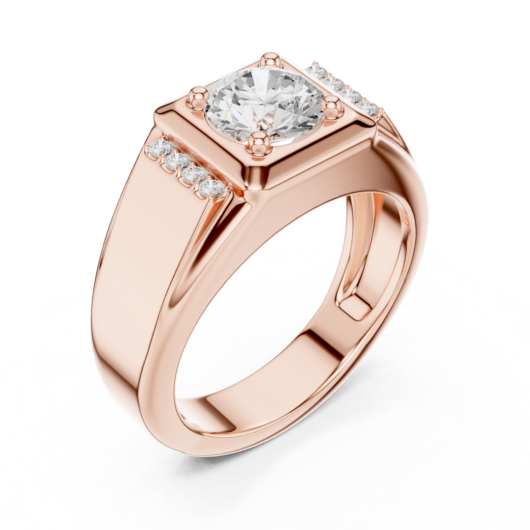Diamond Signet Mens Ring — 1.08ct