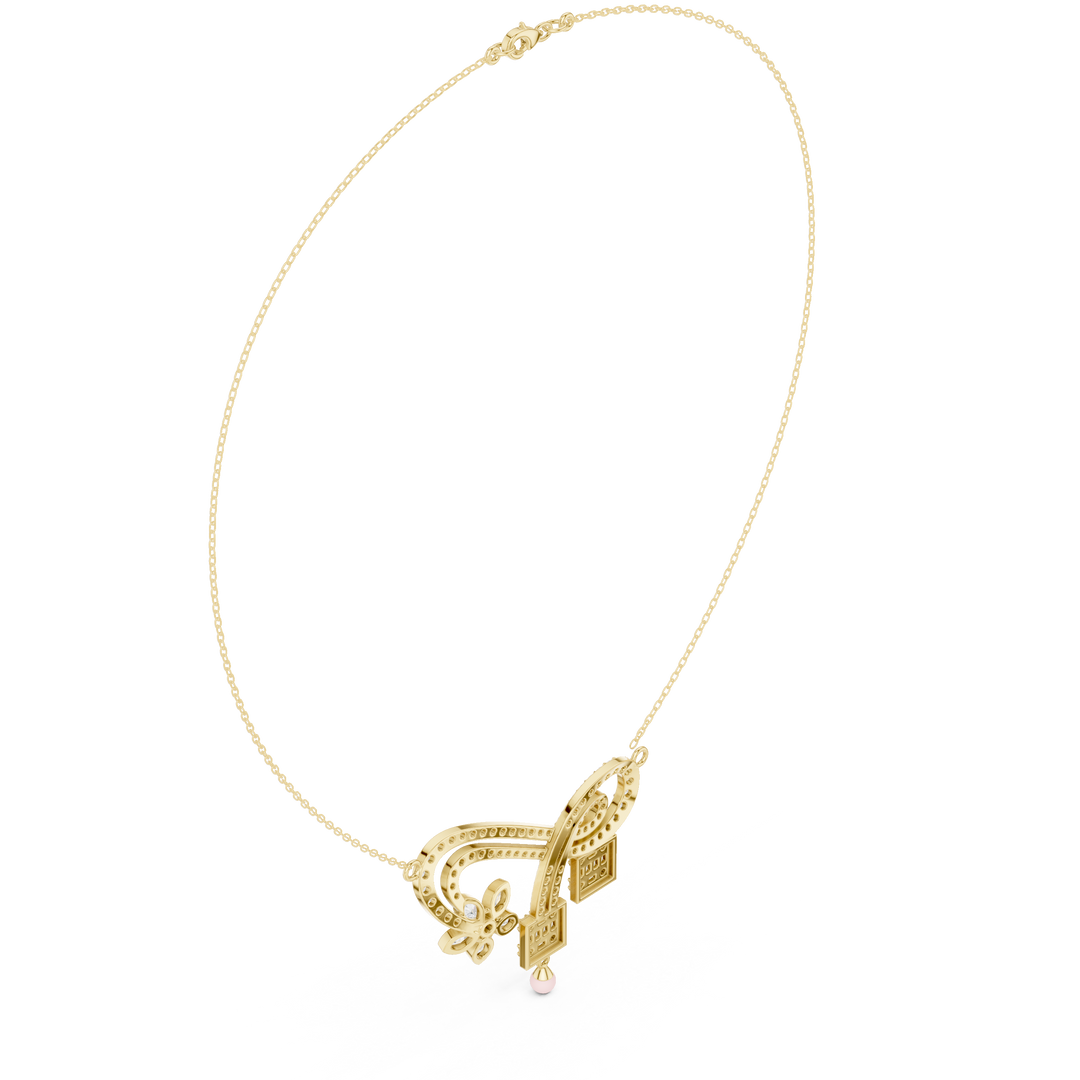 Ornate Scroll Floral Necklace — 3.01ct