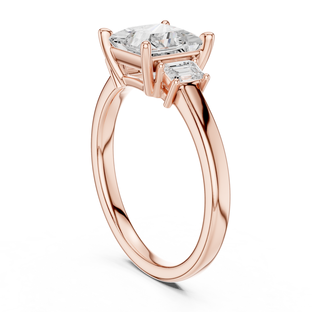 Royale Princess Cut Three-Stone Diamond Engagement Ring