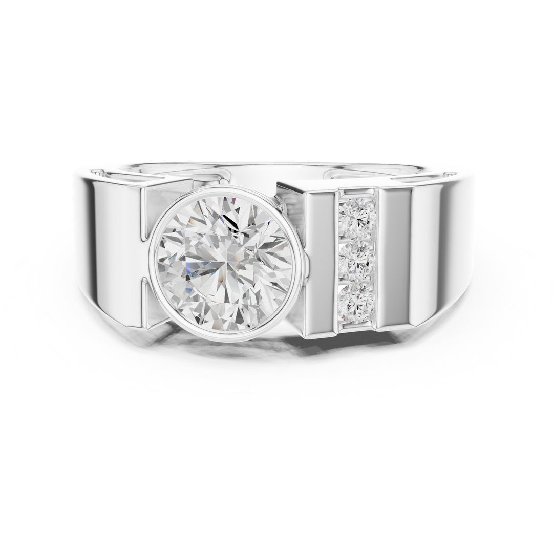 Channel Shoulder Mens Ring — 1.21ct