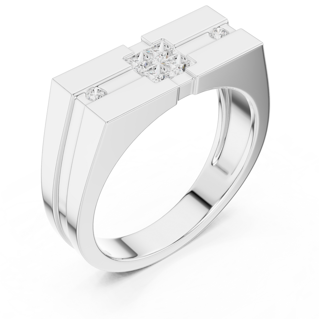Geometric Cluster Mens Ring — 0.22ct