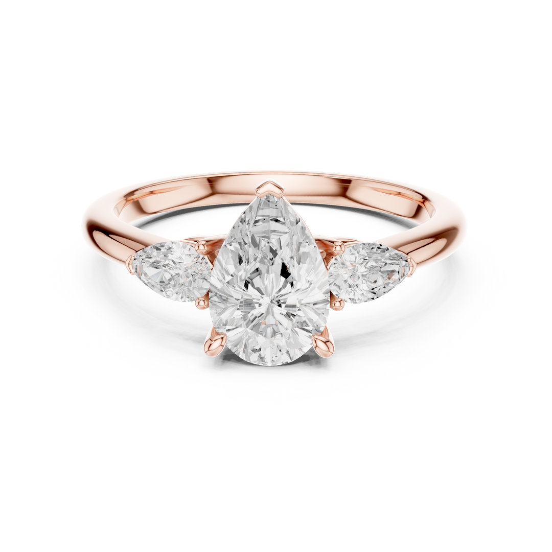 Cascade Pear Three-Stone Diamond Ring
