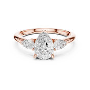 Cascade Pear Three-Stone Diamond Ring