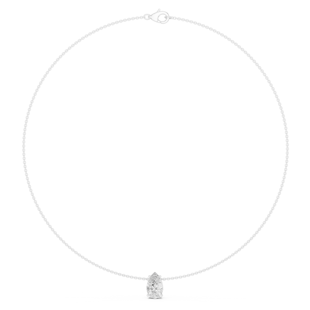 Pear Solitaire Drop Necklace — 3.07ct