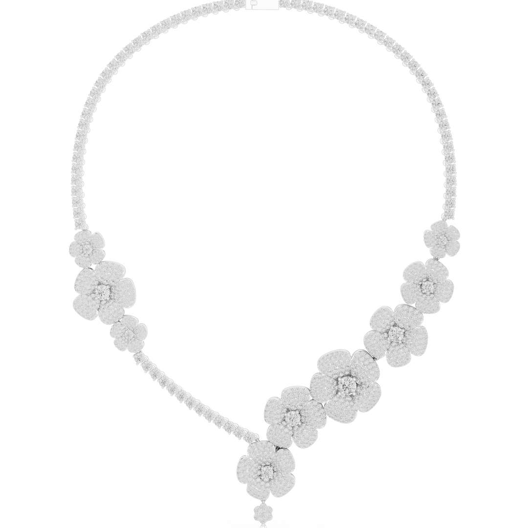 Grand Floral Statement Necklace — 18.60ct
