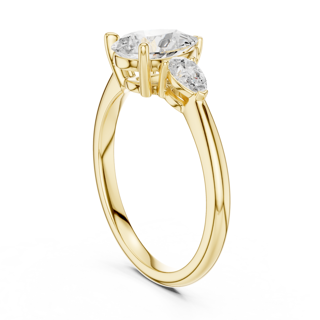 Cascade Pear Three-Stone Diamond Ring