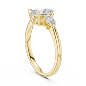 Cascade Pear Three-Stone Diamond Ring