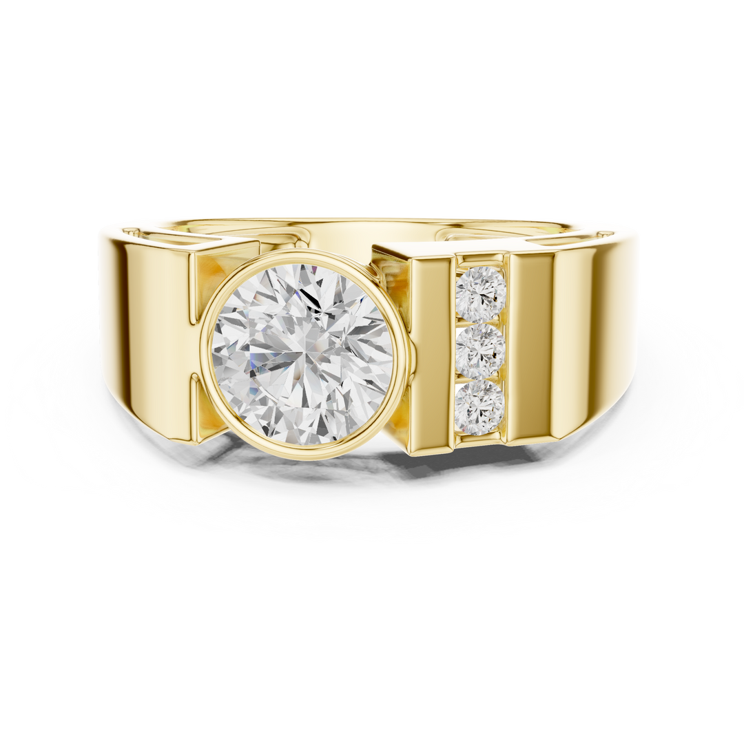 Channel Shoulder Mens Ring — 1.21ct