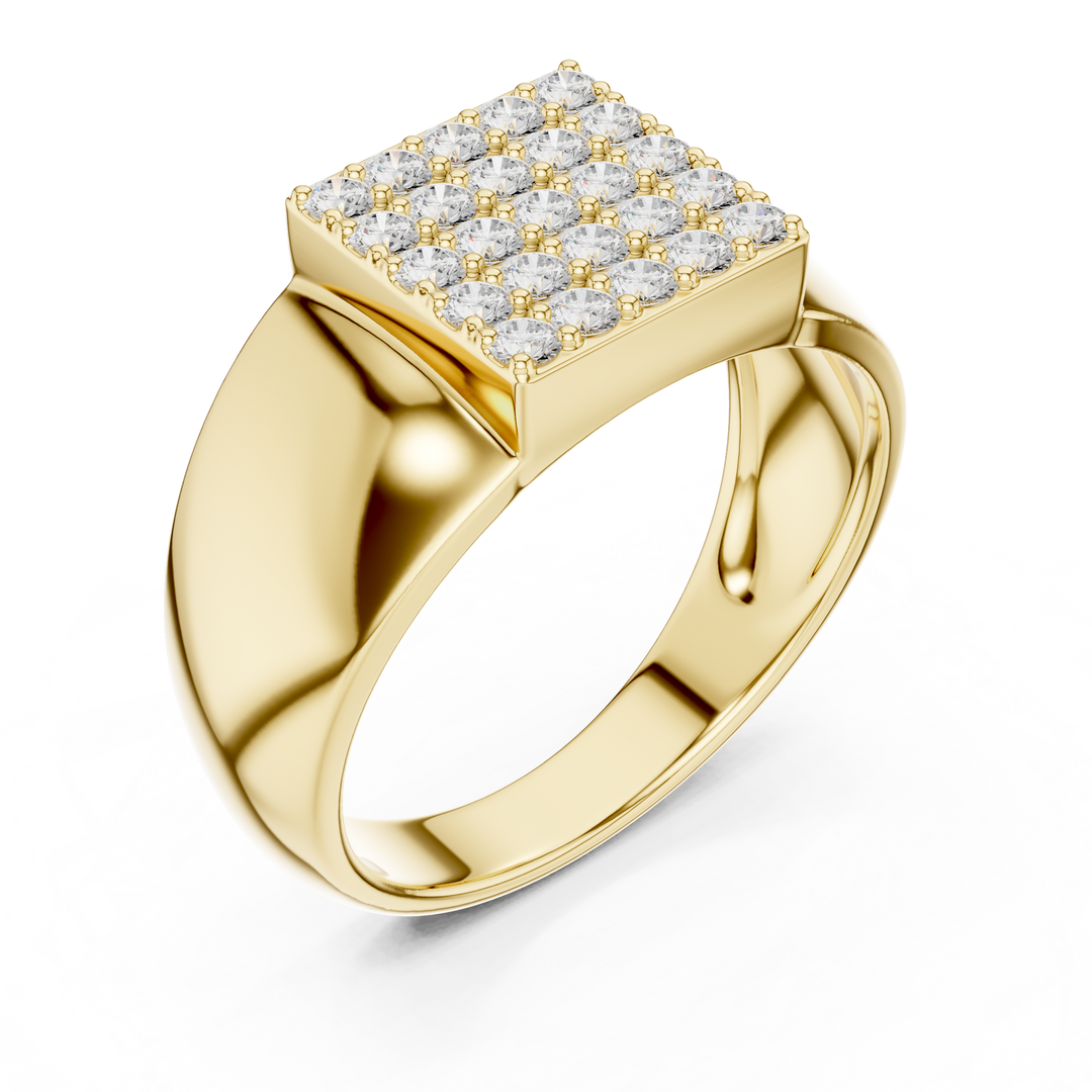 Rectangular Pavé Signet Mens Ring — 0.45ct