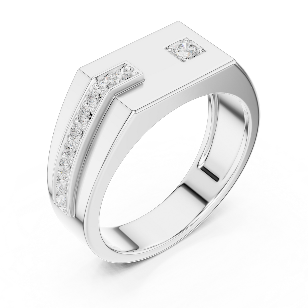 Angular Signet Mens Ring — 0.19ct