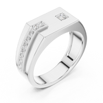 Load image into Gallery viewer, Angular Signet Mens Ring — 0.19ct
