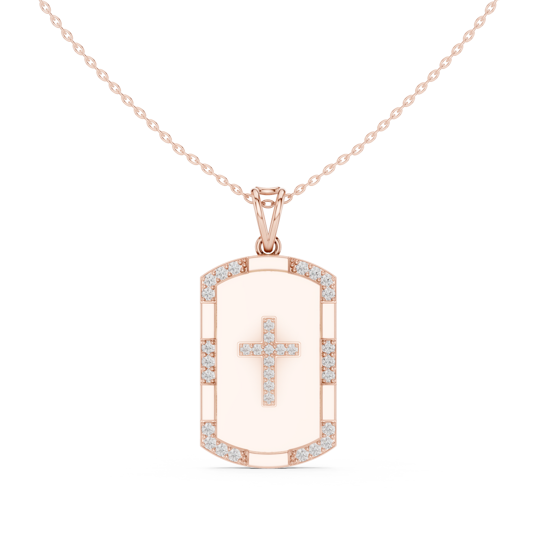 Cross Dog Tag Pendant — 0.75ct